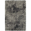 HomeRoots 507862 10 x 13 ft. Abstract Shag Power Loom Stain Resistant Rectangle Area Rug Charcoal Silver & Grey