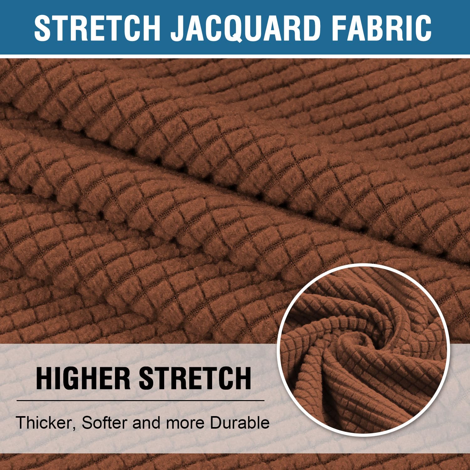 H.Versailtex Stretch T Cushion Chair Sofa Slipcover T Cushion Covers For Living Room Armchair Couch Cover T Cushion Slipcover Seat Cover With Elastic Bands Thicker Jacquard Fabric, Caramel