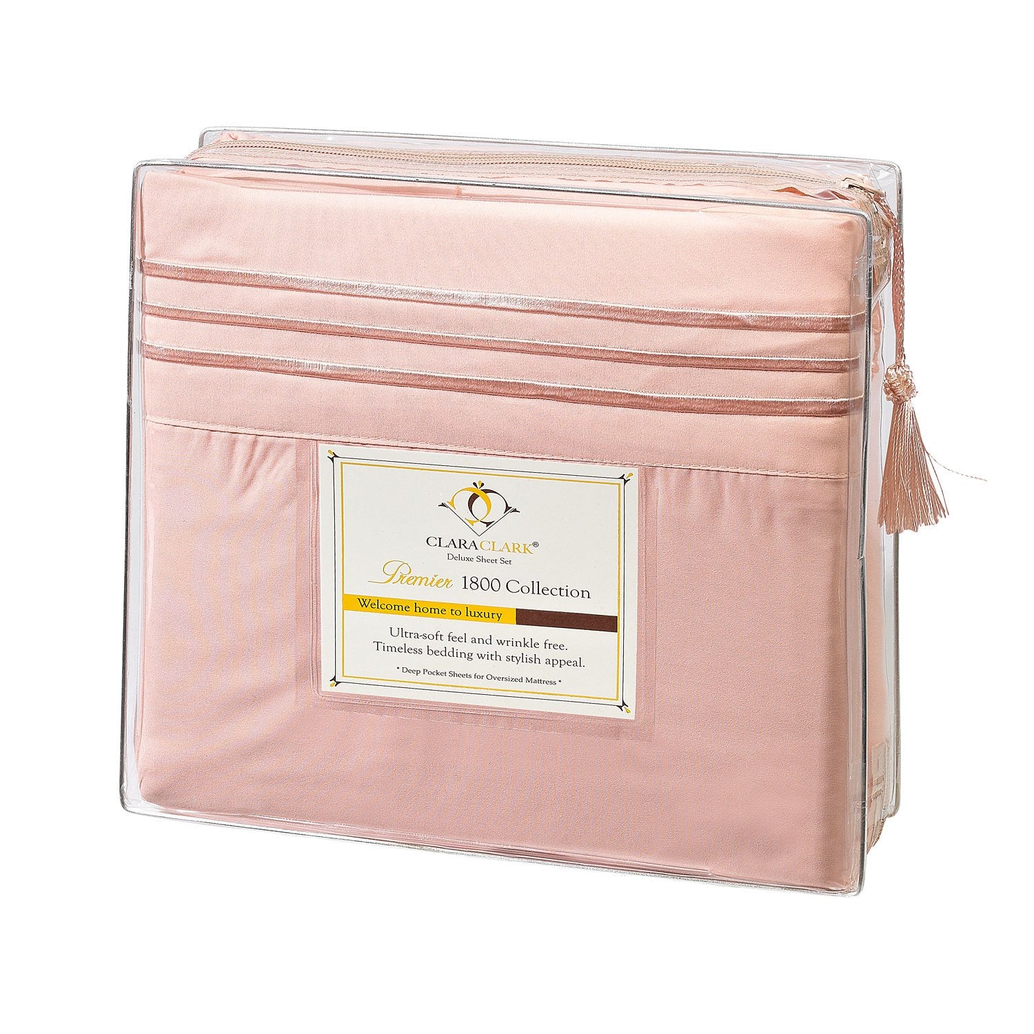 Clara Clark Bed Sheets, Premier 1800 Series 4 Piece Bed Sheet Set, Deep Pocket, Wrinkle, Fade, Stain Resistant, Luxury Soft Bedding Sheets & Pillowcases, Twin, Peach