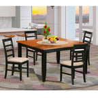 East West Furniture Parfait 5 Piece Set Includes a Square Dining Table with Butterfly Leaf and 4 Linen Fabric Kitchen Room Chairs, 54x54 Inch, Black & Cherry