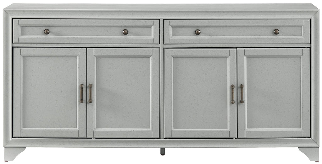 Crosley Furniture Tara Modern Farmhouse Sideboard Buffet Cabinet with Storage Shelves and Drawers, Distressed Gray