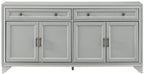 Crosley Furniture Tara Modern Farmhouse Sideboard Buffet Cabinet with Storage Shelves and Drawers, Distressed Gray