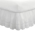 FRESH IDEAS Ideas Ruffled Eyelet Bed Skirt Dust Ruffle with Gathered Styling and Embroidered Details, 18 Drop Length, Queen, Whi