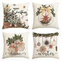 Avoin Colorlife Merry Christmas Balls Eucalyptus Holly Berries Gloves Throw Pillow Covers, 20 X 20 Inch Xmas Winter Holiday Cush