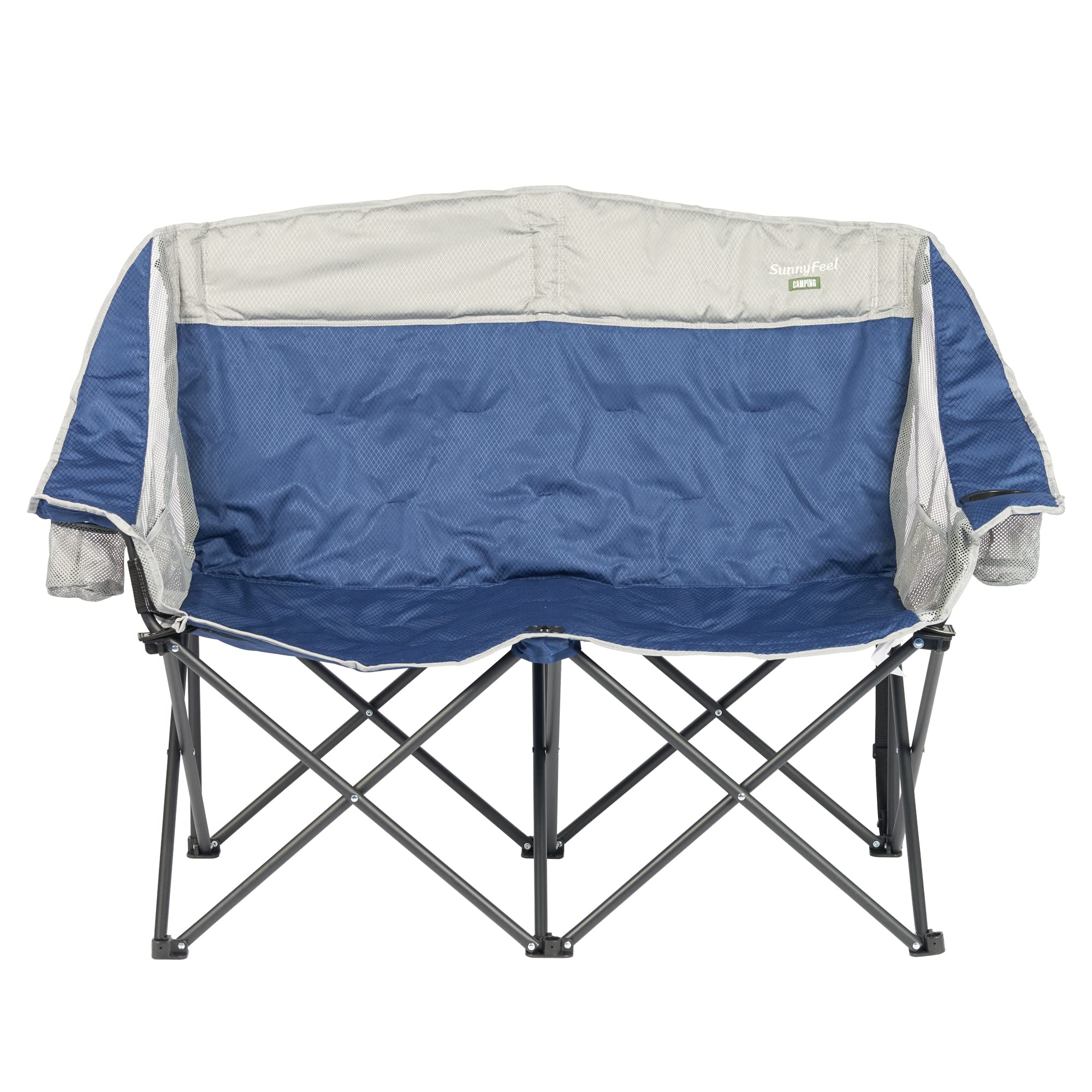 SUNNYFEEL Folding Double Camping Chair, Oversized Loveseat Chair, Heavy Duty Portable/Foldable Lawn Chair with Storage for Outsi