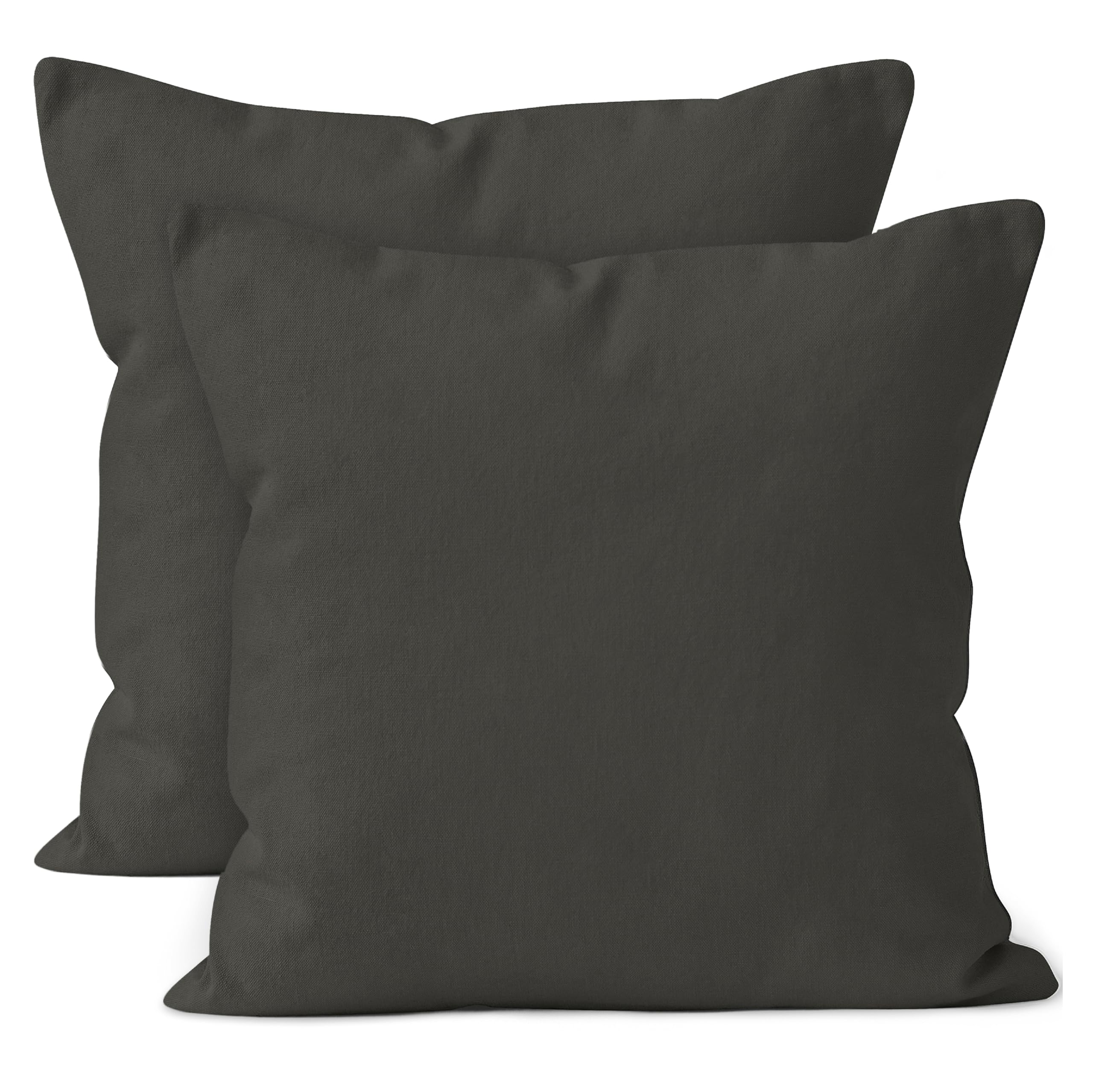 Encasa Xo Throw Pillow Covers 24X24 In Set Of 2 Charcoal Grey | No Inserts | Cotton Pillow Covers For Living Room, Bed, Sofa, Co