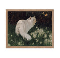 Poster Master Vintage White Cat and Butterflies Poster - Retro Cat Print - Fine Art - Butterfly Art - Gift for Men, Women & Anim