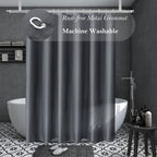 Aoohome Standard Shower Liner, Solid Polyester Fabric Solid Shower Curtain Liner For Hotel With Hooks, Water Repellent, Weighted