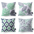 Phantoscope Set Of 4 New Living Series Cyan Blue Throw Decorative Pillow Cover Cushion Cover Geometric-Pattern 18 X 18 Inches 45