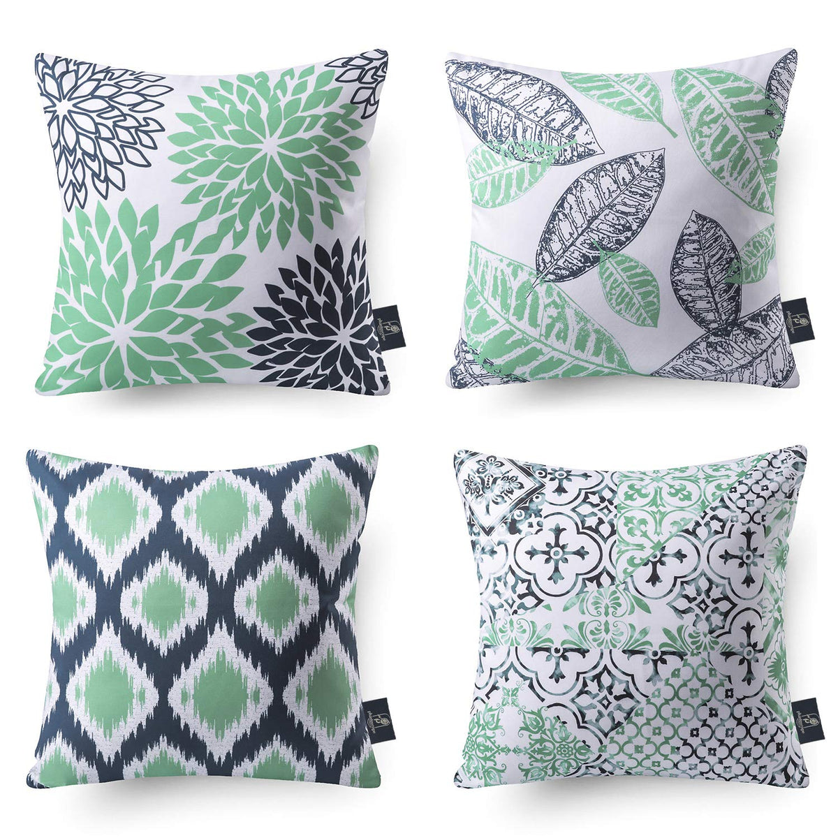 Phantoscope Set Of 4 New Living Series Cyan Blue Throw Decorative Pillow Cover Cushion Cover Geometric-Pattern 18 X 18 Inches 45