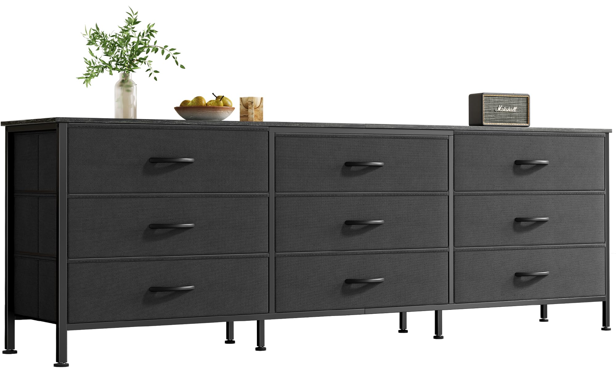 Huuger 63 Inch Dresser For Bedroom, Dresser For Closet With 9 Drawers, Large Tv Stand For 55, 65, 70 Inch Tv, Entertainment Center With Storage, Wide Long Dresser, Black