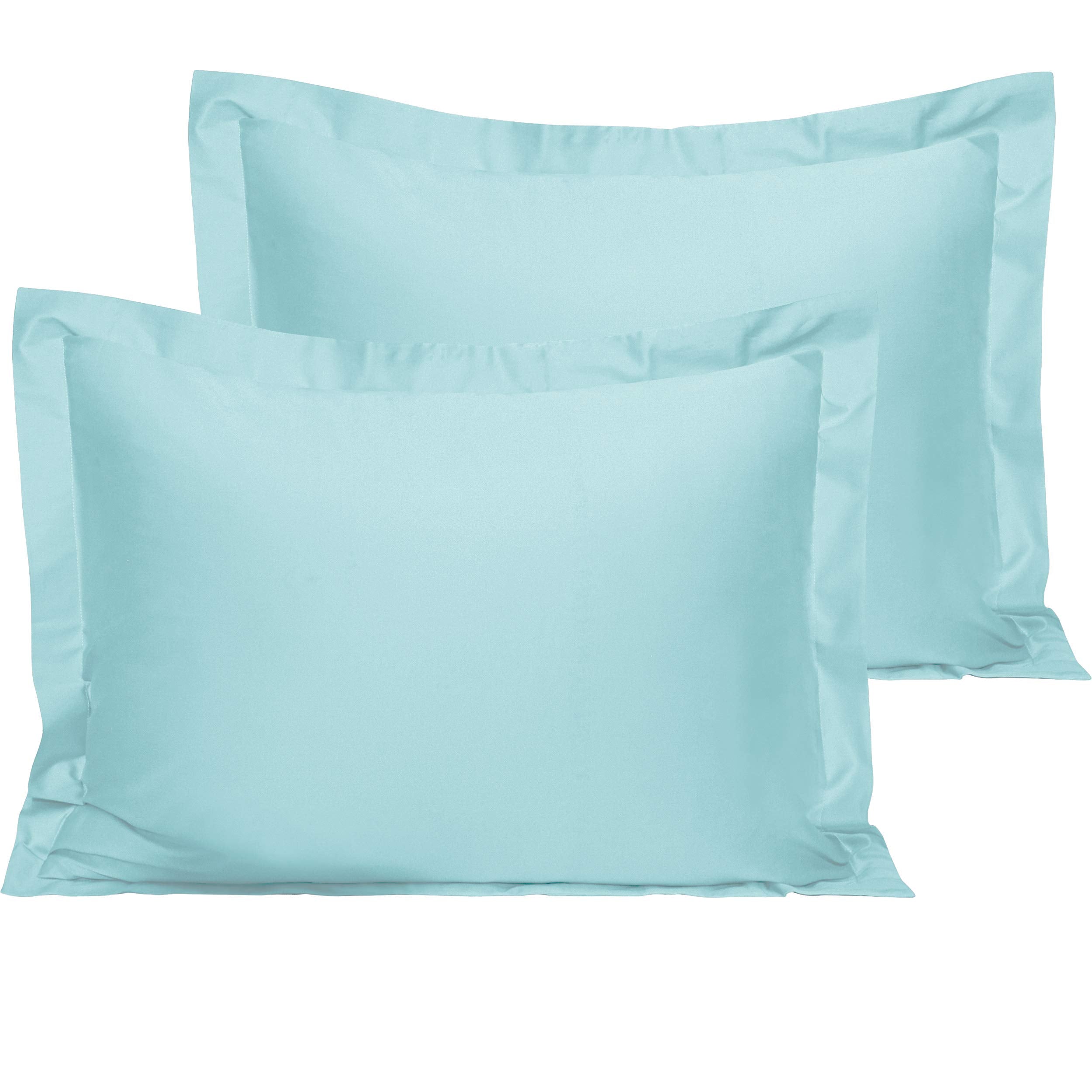 Ntbay 2 Pack 500 Thread Count 100% Egyptian Cotton King Pillow Shams, Super Soft And Breathable Oxford Pillowcases For Bed, 20X36 Inches, Aqua