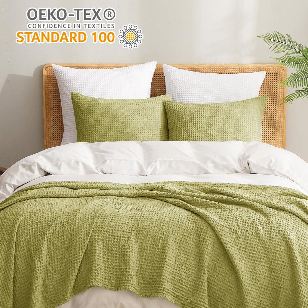 Phf Ultra Soft Waffle Weave Euro Shams Pillow Covers 26' X 26' 2 Pack, No Filling, Breathable Skin-Friendly Euro Throw Pillow Covers For Bed Couch Sofa, Olive Green