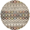 SAFAVIEH Amsterdam Collection Area Rug - 5'1'' Round, Ivory & Multi, Moroccan Boho Design, Non-Shedding & Easy Care, Ideal for H