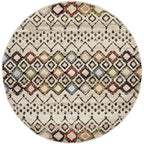 SAFAVIEH Amsterdam Collection Area Rug - 5'1'' Round, Ivory & Multi, Moroccan Boho Design, Non-Shedding & Easy Care, Ideal for H