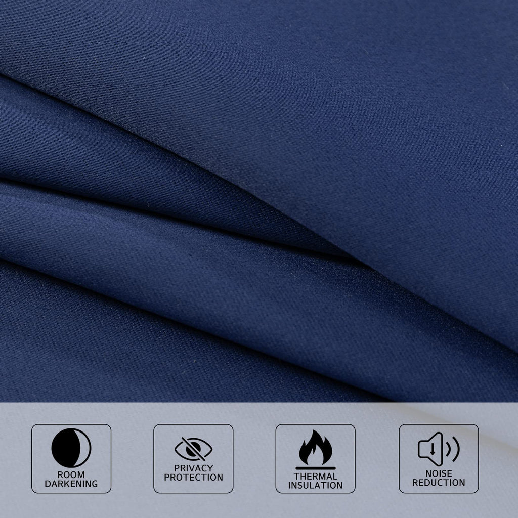 Mysky Home Navy Blue Curtains 80 Inch Long Blackout Curtains For Living Room Bedroom Blue Curtains Grommet Window Curtains Privacy Protect Room Darkening Single Panel Curtains, 52 X 80 Inch