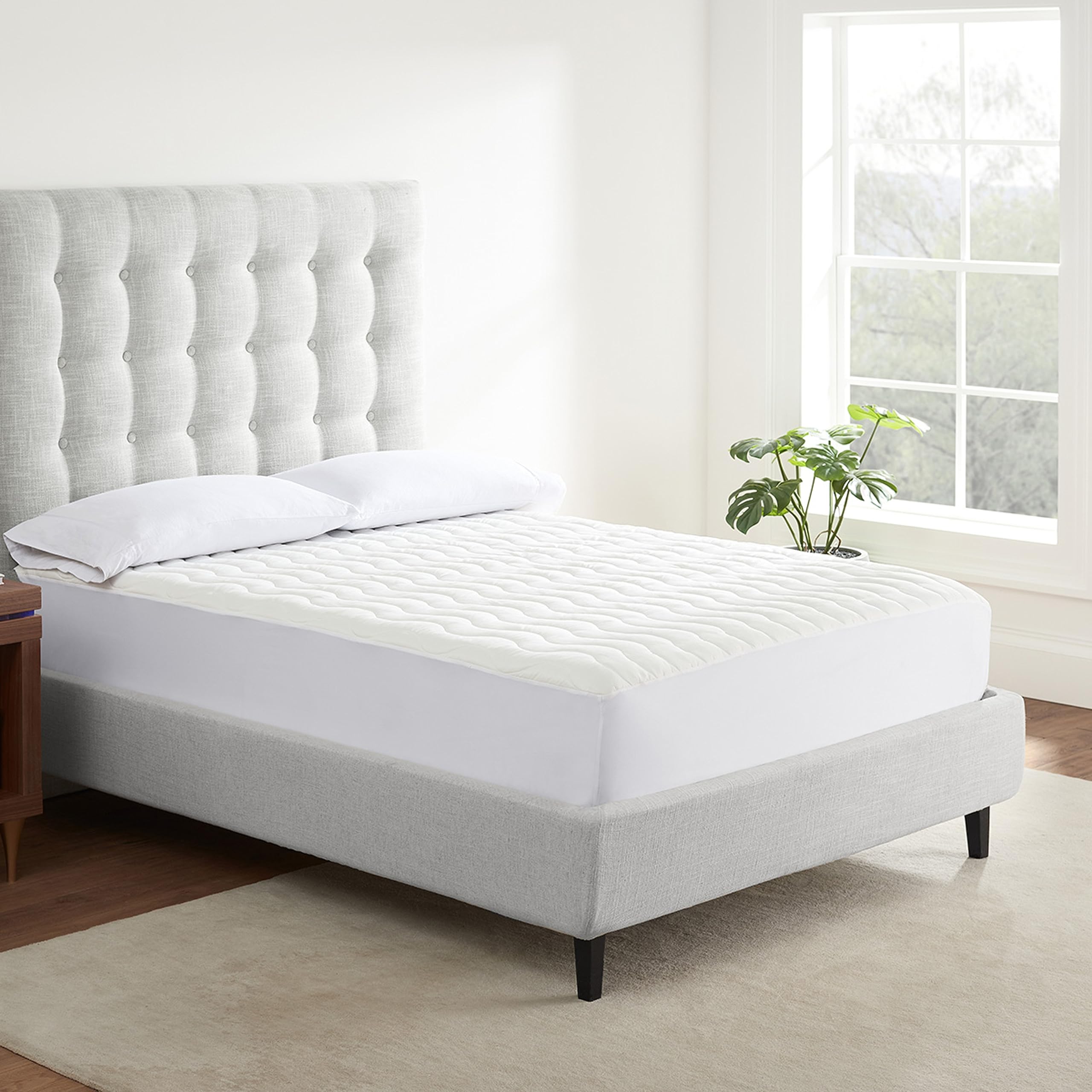 Serta Air Dry Basic Comfort Performance Fabric Quilted Mattress Pad, Cooling and Breathable Mattress Cover, Moisture Wicking Pro
