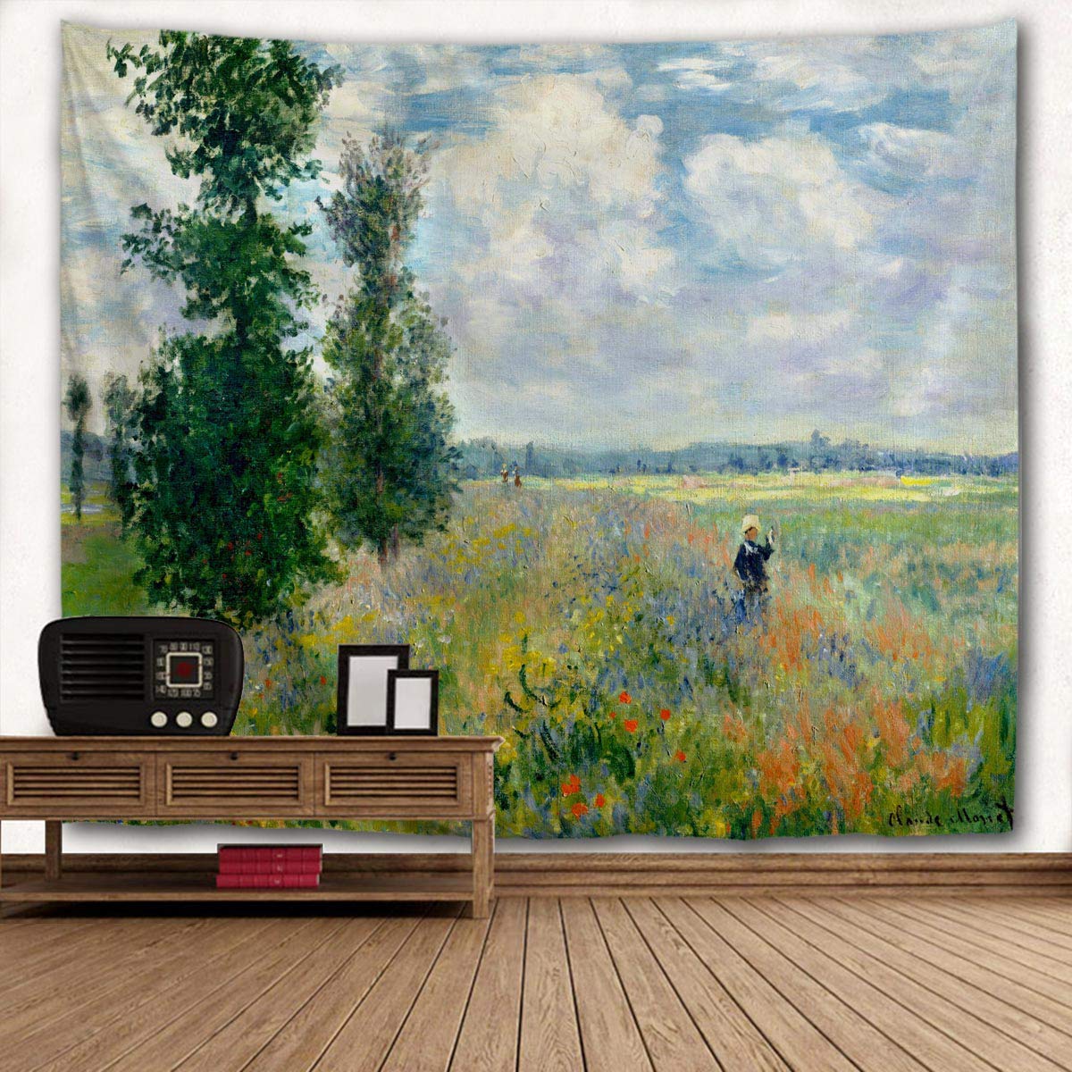 Wihve Tapestry Monet'S Field Argenteuil Wall Hanging Art Home Decor Polyester Tapestry For Living Room Bedroom Bathroom Kitchen