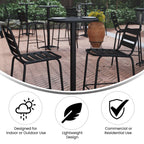 Flash Furniture Mellie 23.25' Round Aluminum Indoor-Outdoor Bar Height Table With Flip-Up Table, Black