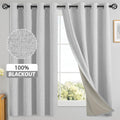 Yakamok White Linen Curtains 100% Blackout 63 Inches Long,Room Darkening Textured Curtains for Living Room Thermal Grommet Bedro