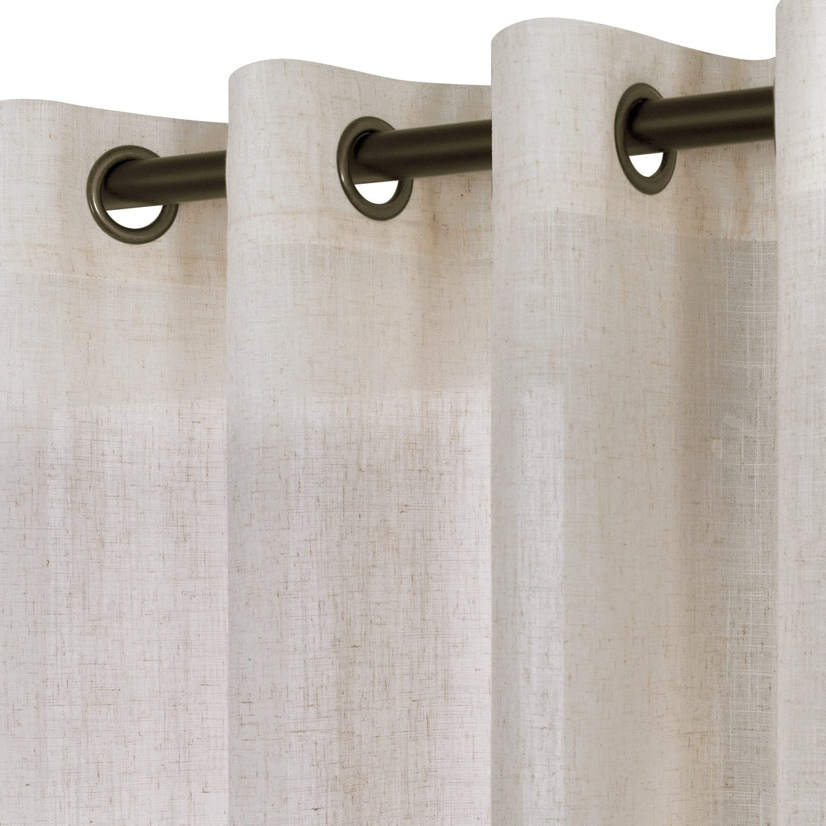 Koufall Tan Beige Bronze Grommet Linen Blend Sheer Curtains 52X45 Inches Long For Bedroom
