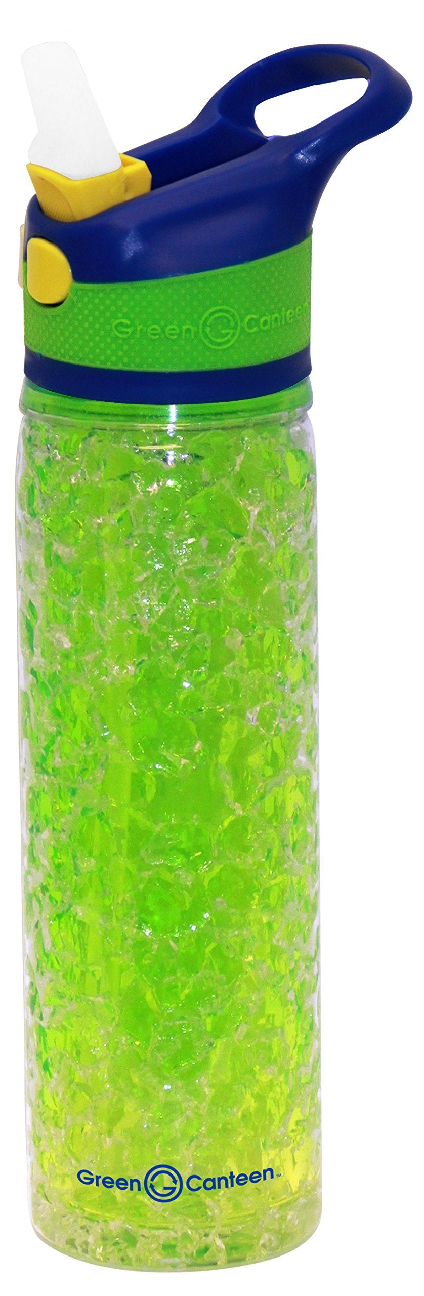 Green Canteen DWPTBCG600BGG Double Wall Tritan Plastic Hydration Bottle Crackle Gel with Sippy Cap, 19 oz, Blue/Green