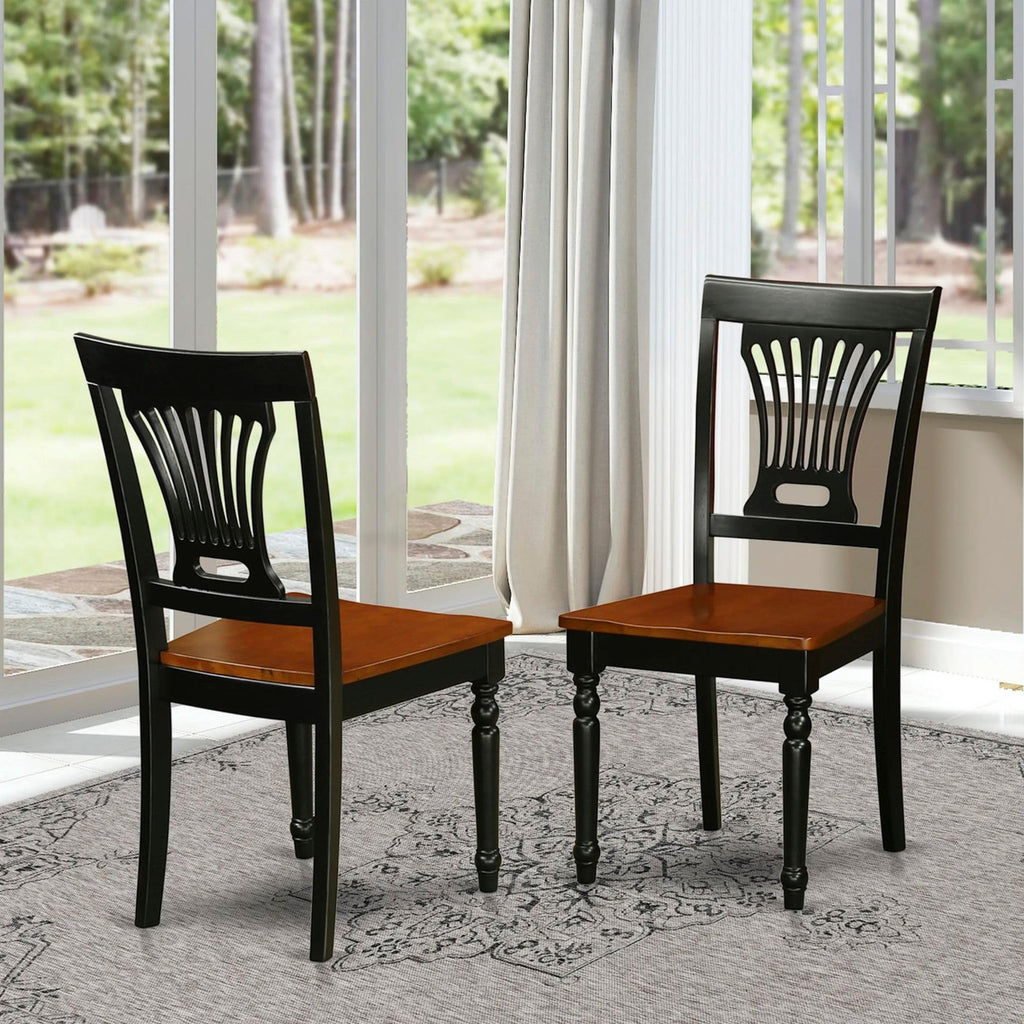 East West Furniture Dining Room Chairs, Set of 2, Black & Cherry