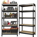Primezone 32'W X 16'D X 63' H Storage Shelves - 2 Pack 5 Tier Adjustable Garage Storage Shelving, Heavy Duty Metal Storage Organizer Utility Rack Shelf Unit For Warehouse Pantry Closet Kitchen, Black