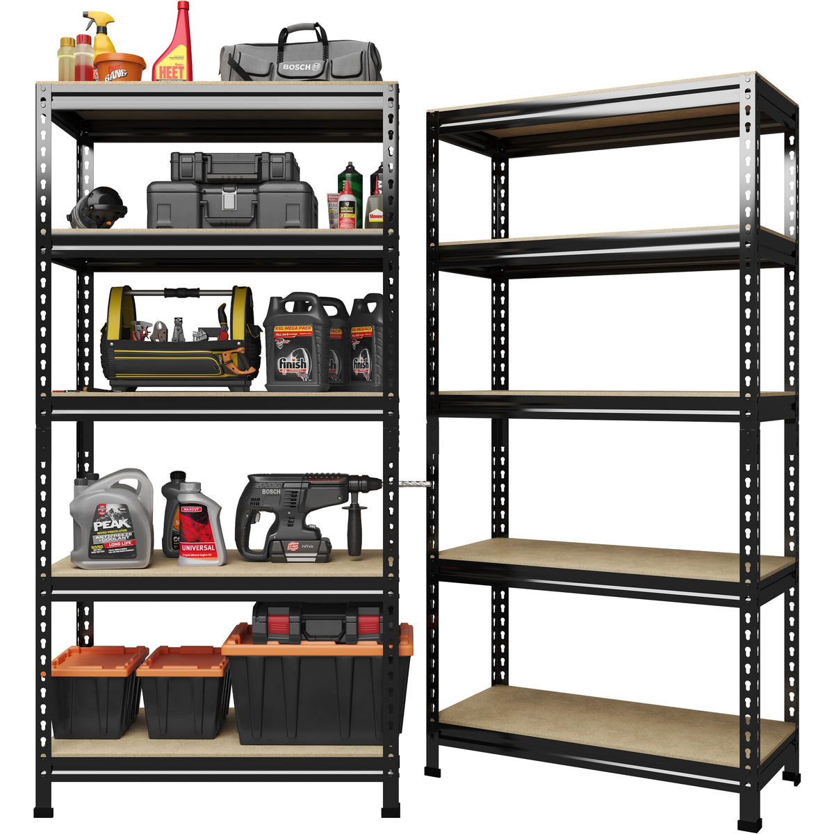 Primezone 32'W X 16'D X 63' H Storage Shelves - 2 Pack 5 Tier Adjustable Garage Storage Shelving, Heavy Duty Metal Storage Organizer Utility Rack Shelf Unit For Warehouse Pantry Closet Kitchen, Black