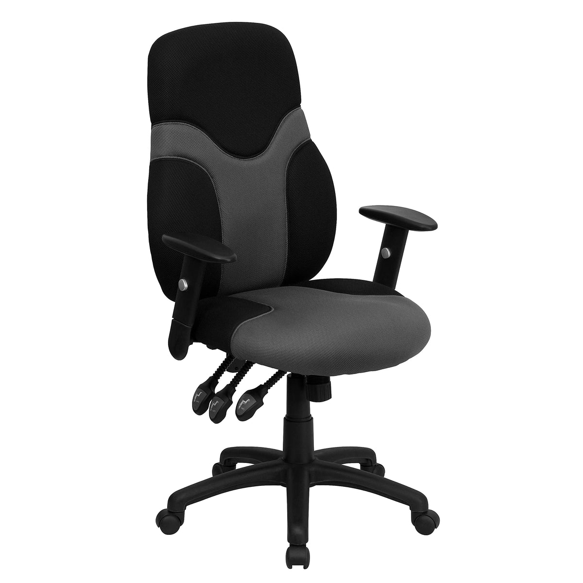 Flash Furniture Abbott High Back Ergonomic Black and Gray Mesh Swivel Task Office Chair with Adjustable Arms