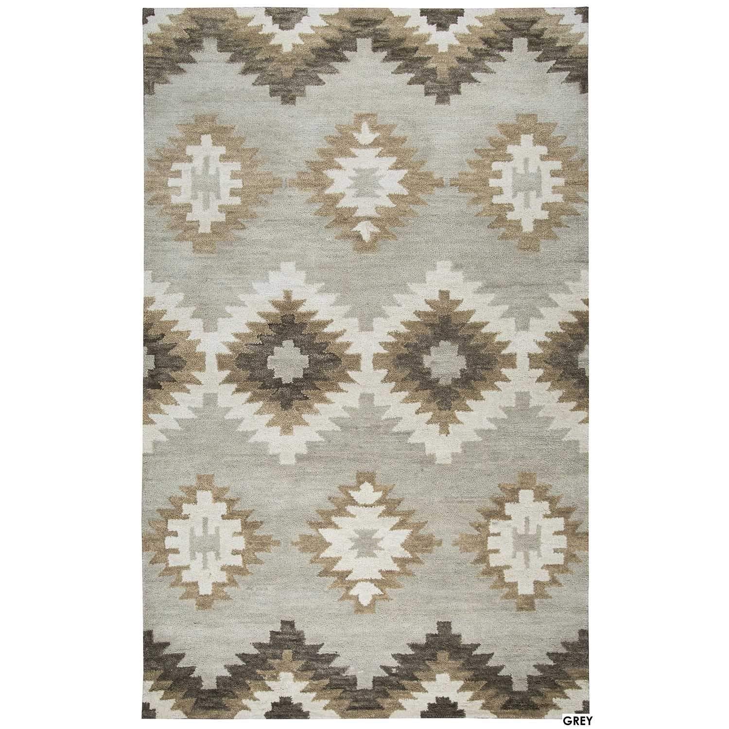 Rizzy Home Alora Decor Napoli 5' X 8' Southwestern Motifs Blue/Ivory Hand-Tufted Area Rug