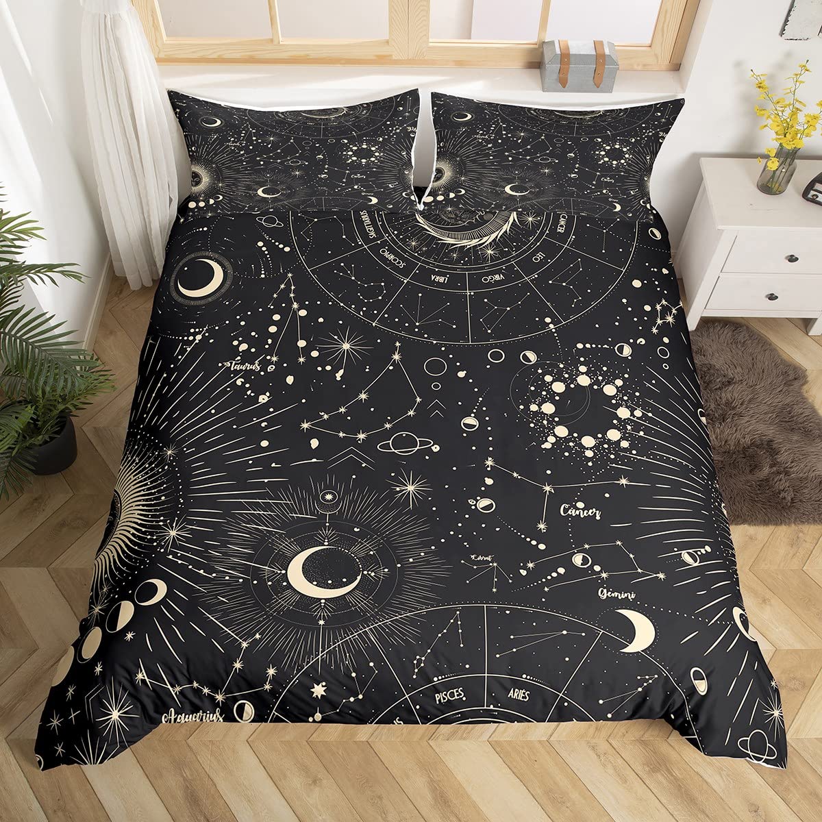 Feelyou Sun And Moon Duvet Cover Boho Exotic Bedding Set Galaxy Astrology Comforter Cover For Boys Girls Children Teens Bedroom