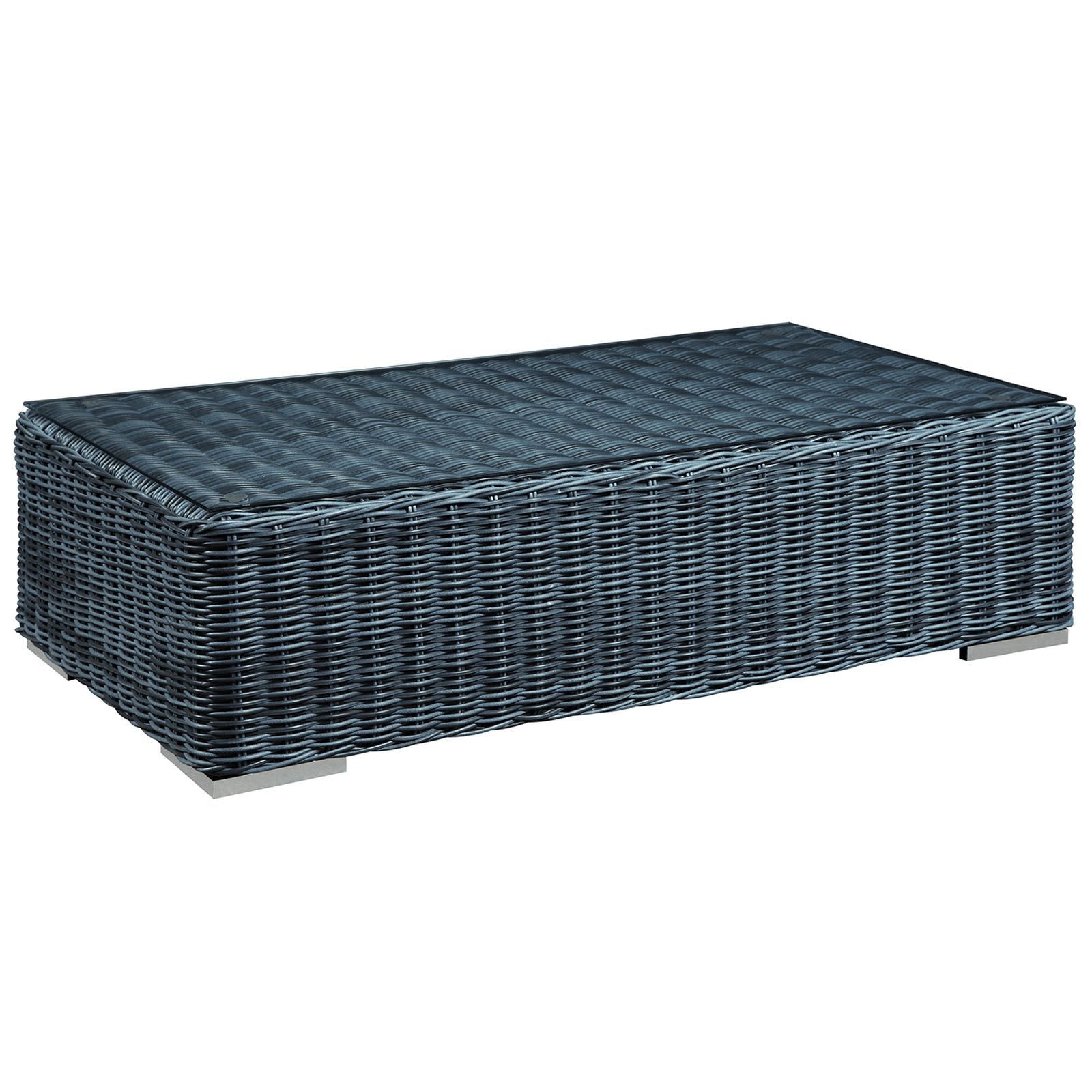Modway Summon Wicker Rattan Outdoor Patio Coffee Table In Gray