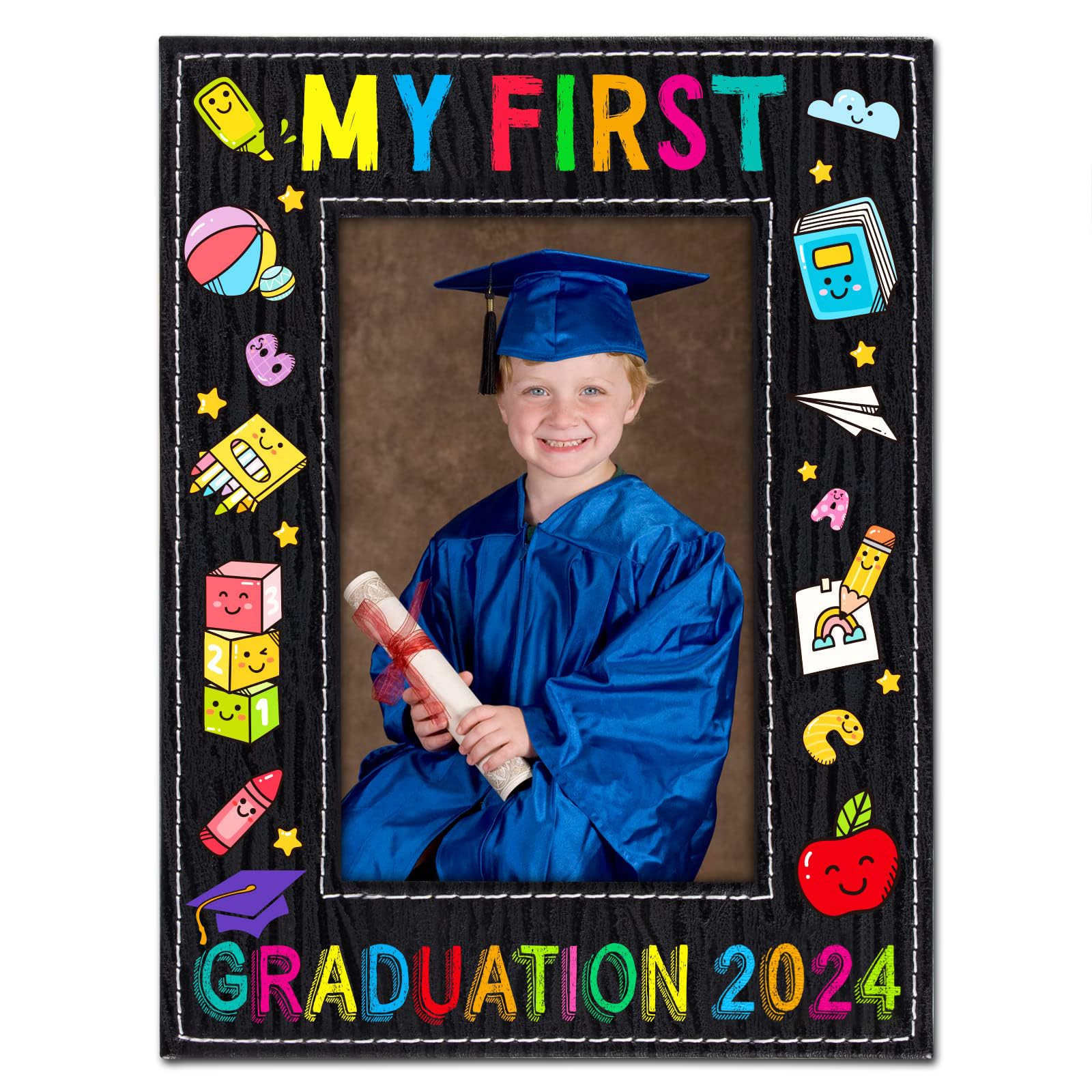 PETCEE Kindergarten Graduation Picture Frame Preschool First Graduation Photo Frame 2024 Pre-K Graduation Picture Frame Gifts fo