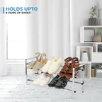 2-Tier Adjustable Freestanding Shoe Rack, Slide-N-Adjust, Chrome Finish