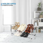 2-Tier Metal Shoe Rack with Slide-n-Adjust, 6-Pair Capacity, Chrome Finish