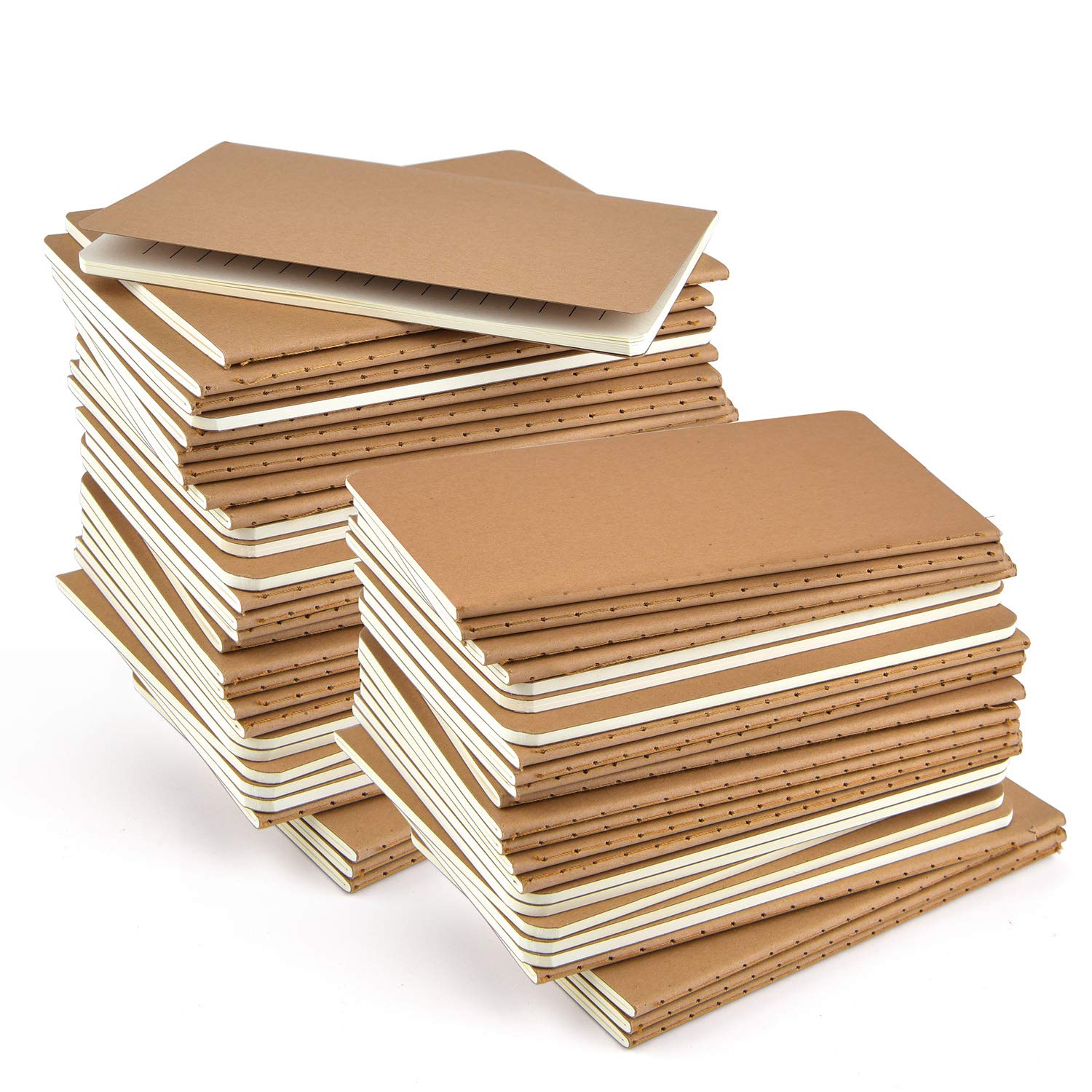48 Pack Pocket Notebooks Journal Notebooks Small Brown Kraft Line Notebooks Mini Subject Notepad Planner For Students, Office An