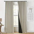 PANELSBURG French Country Curtains for Living Room,Cottage Style Blackout Linen Canvas Woven Block Out Curtains for Bedroom Wind