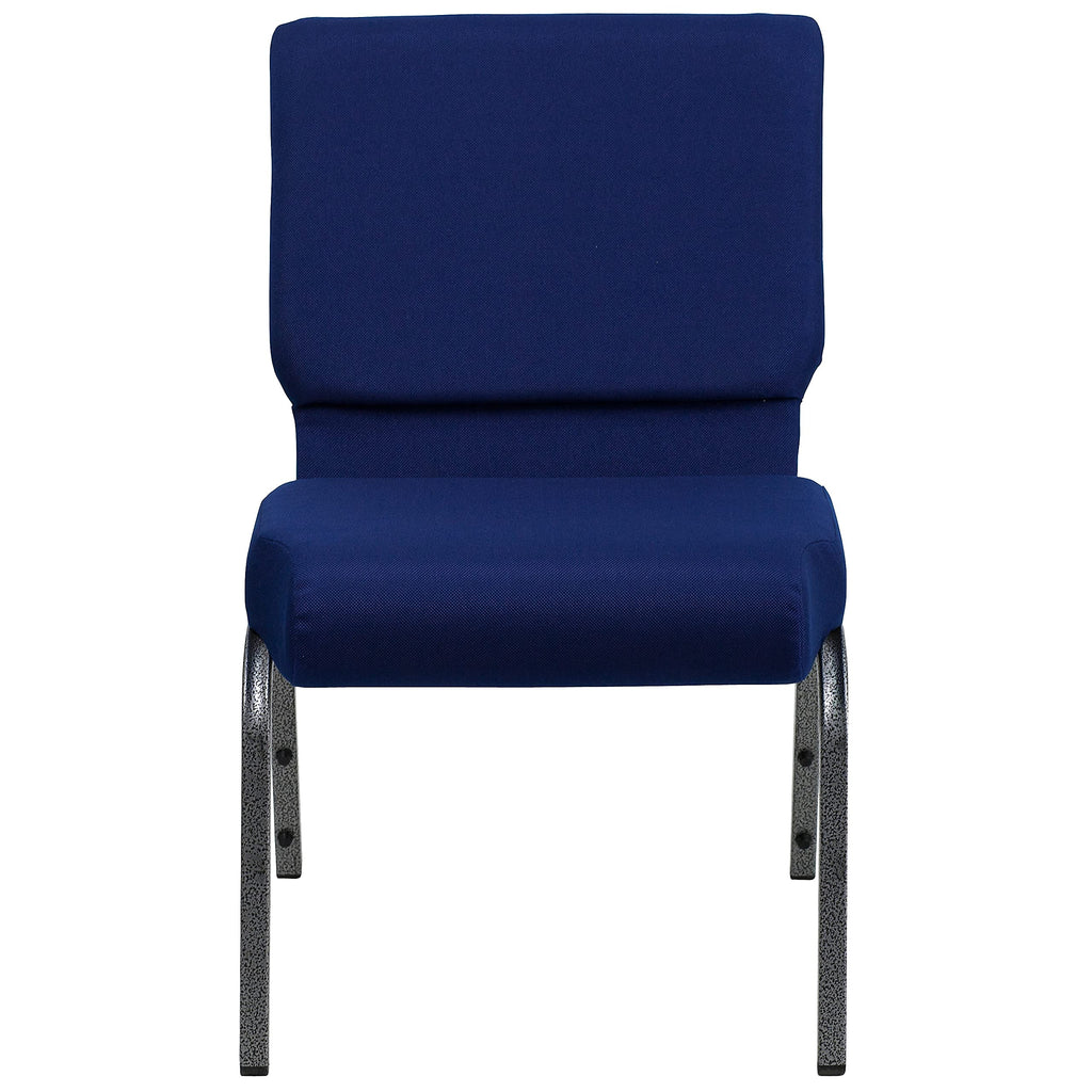 Flash Furniture 21 Inch Church Chair W/4 Seat Silver Vein Frame, Navy Blue