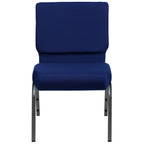 Flash Furniture 21 Inch Church Chair W/4 Seat Silver Vein Frame, Navy Blue