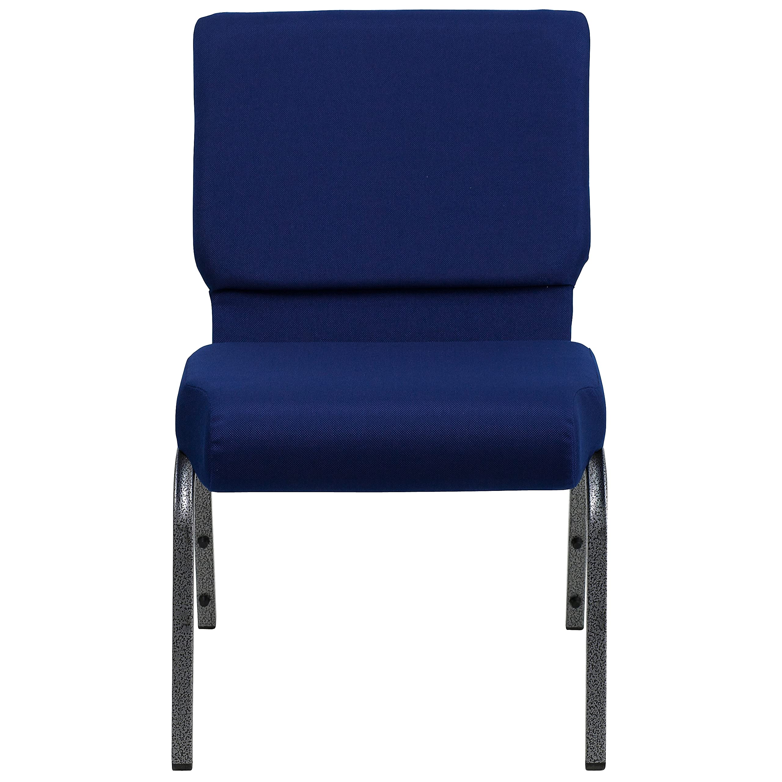 Flash Furniture 21 Inch Church Chair W/4 Seat Silver Vein Frame, Navy Blue