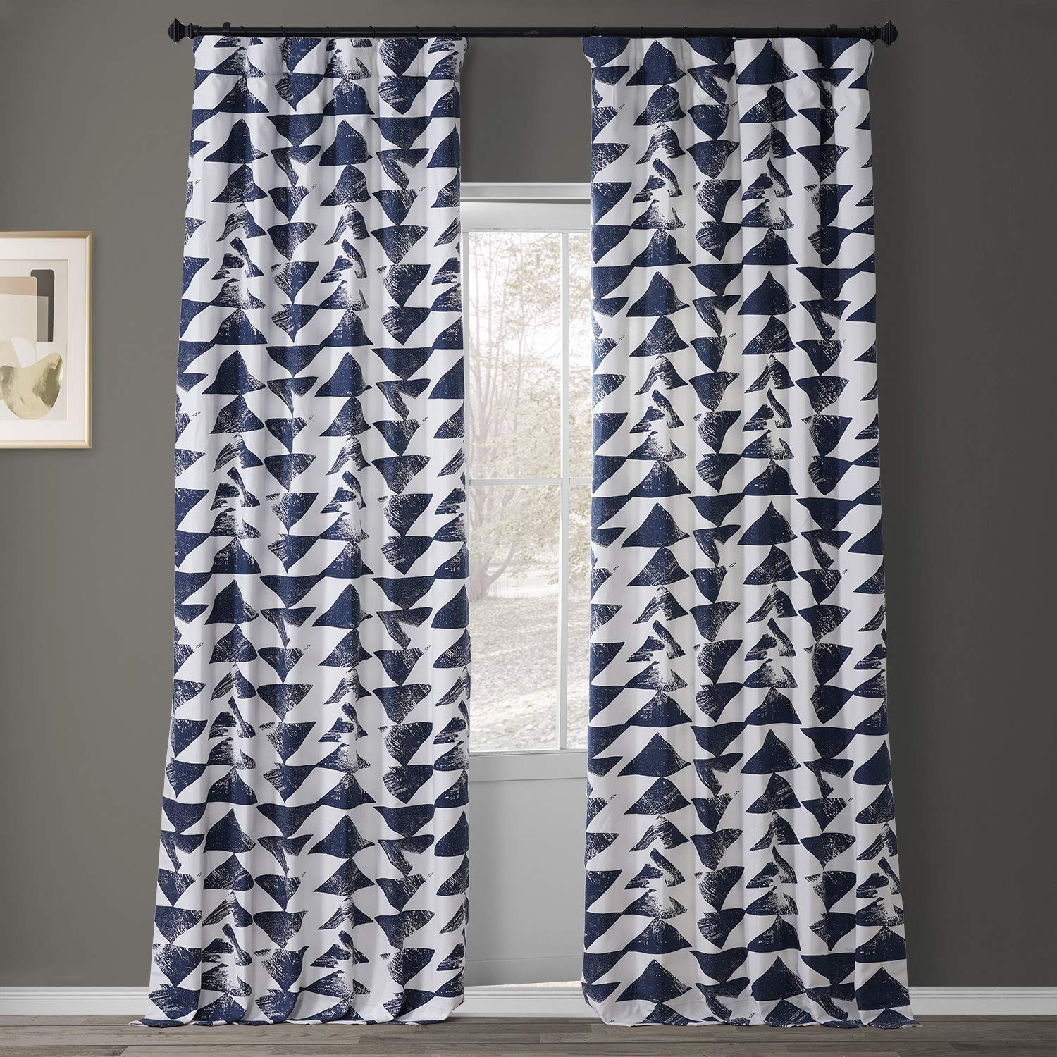 Hpd Half Price Drapes Modern Triangular Geometric Printed Curtains 84 Inches Long Cotton Curtains (1 Panel) Room Darkening Curta