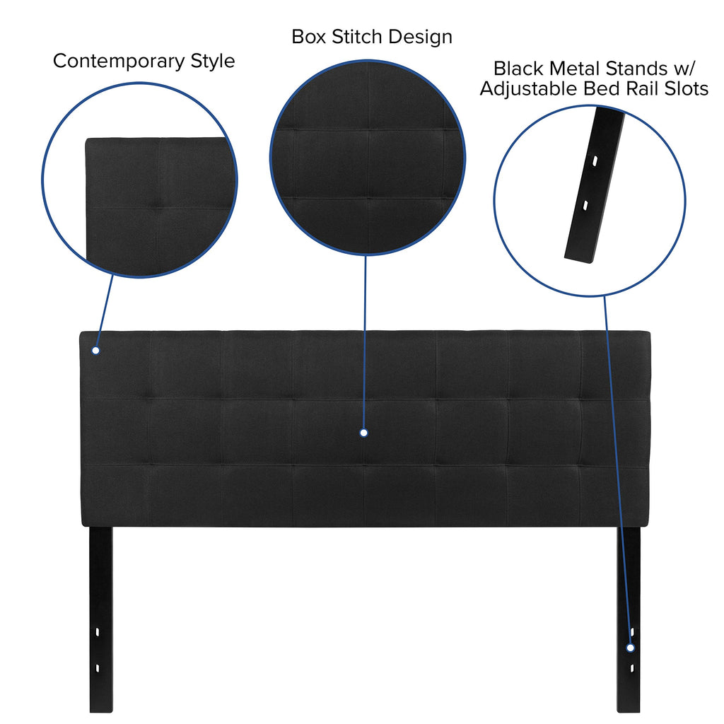 Flash Furniture Bedford Tufted Upholstered Headboard For Queen Size Bed, Contemporary Fabric Tufted Headboard With Adjustable Height, Black