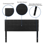 Flash Furniture Bedford Tufted Upholstered Headboard For Queen Size Bed, Contemporary Fabric Tufted Headboard With Adjustable Height, Black