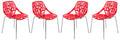LeisureMod Modern Asbury Dining Chair with Chromed Legs (Set of 4), Red