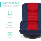 Best Choice Products Swivel Gaming Chair 360 Degree Multipurpose Floor Chair Rocker For Tv, Reading, Playing Video Games W/Lumbar Support, Armrest Handles, Adjustable Foldable Backrest - Blue/Red