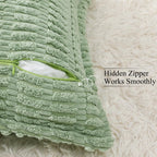 Decoruhome Decorative Spring Sage Green Throw Pillow Covers 12X20 Set Of 2 With Splicing, Boho Lumbar Soft Corduroy Broadside Tw