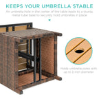 Best Choice Products Wicker Side Table With Umbrella Hole, Square Pe Rattan Outdoor End Table For Patio, Garden, Poolside, Deck W/Uv-Resistant Frame, Storage Space - Brown