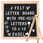Big Role Felt Letter Board 10x10in - Changeable Black Felt with Oak Frame, Includes Letters & Accessories for Baby Announcements & Decor