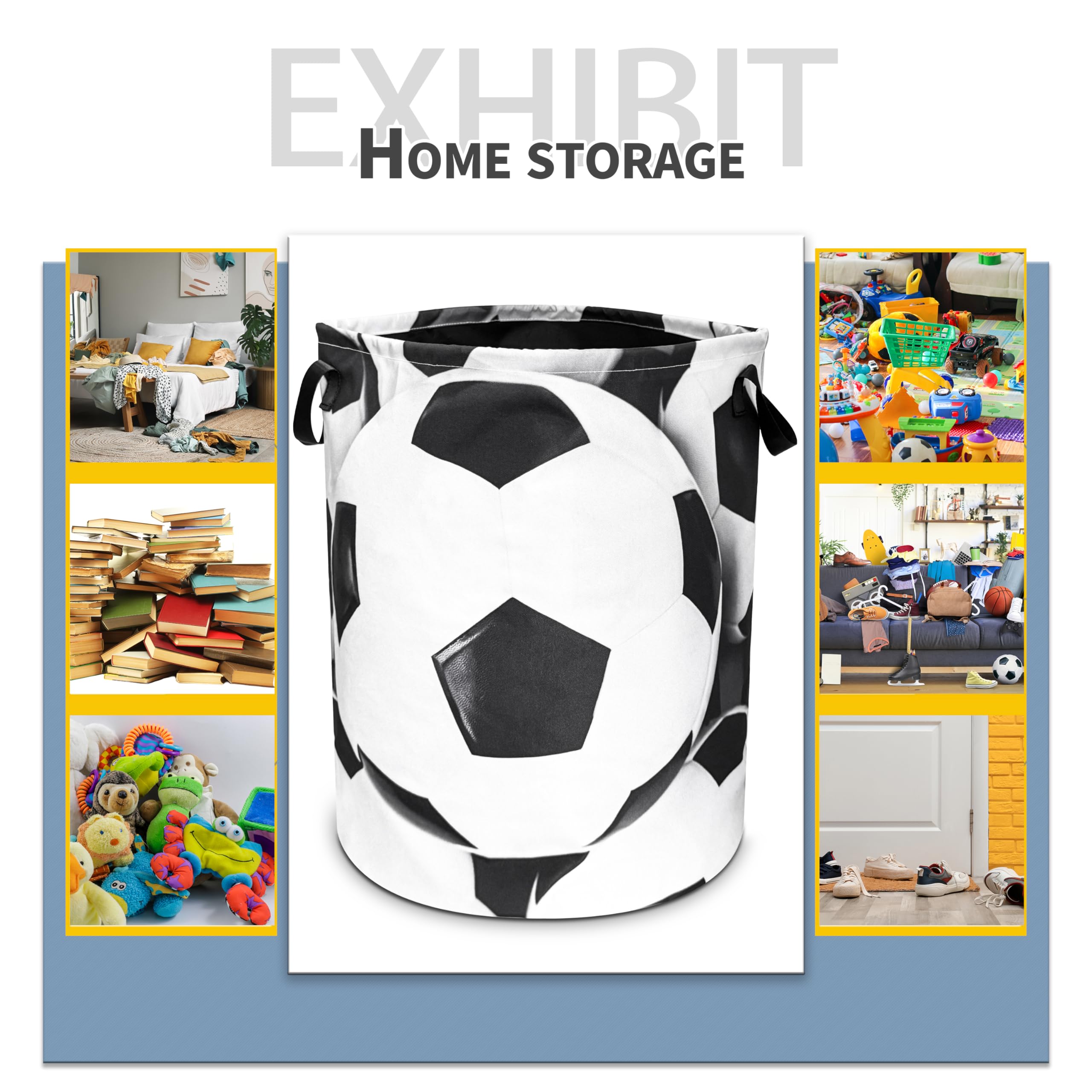 Soccer Laundry Basket Ball Foldable Waterproof Oxford Cloth Funny Tote Bag Laundry Hamper Clothes Storage Bucket Toy Organizer F